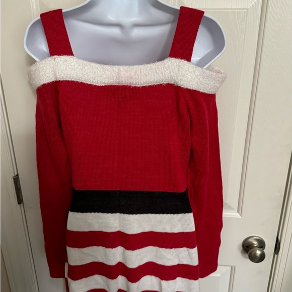 Christmas Sexy Santa Elf Ugly Sweater Dress Derek Heart LRG Holiday Red Funny - Picture 2 of 3